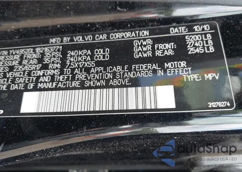 2011 Volvo Xc60 3.2/3.2 R-Design from USA, damaged, VIN YV4952DL1B2163771